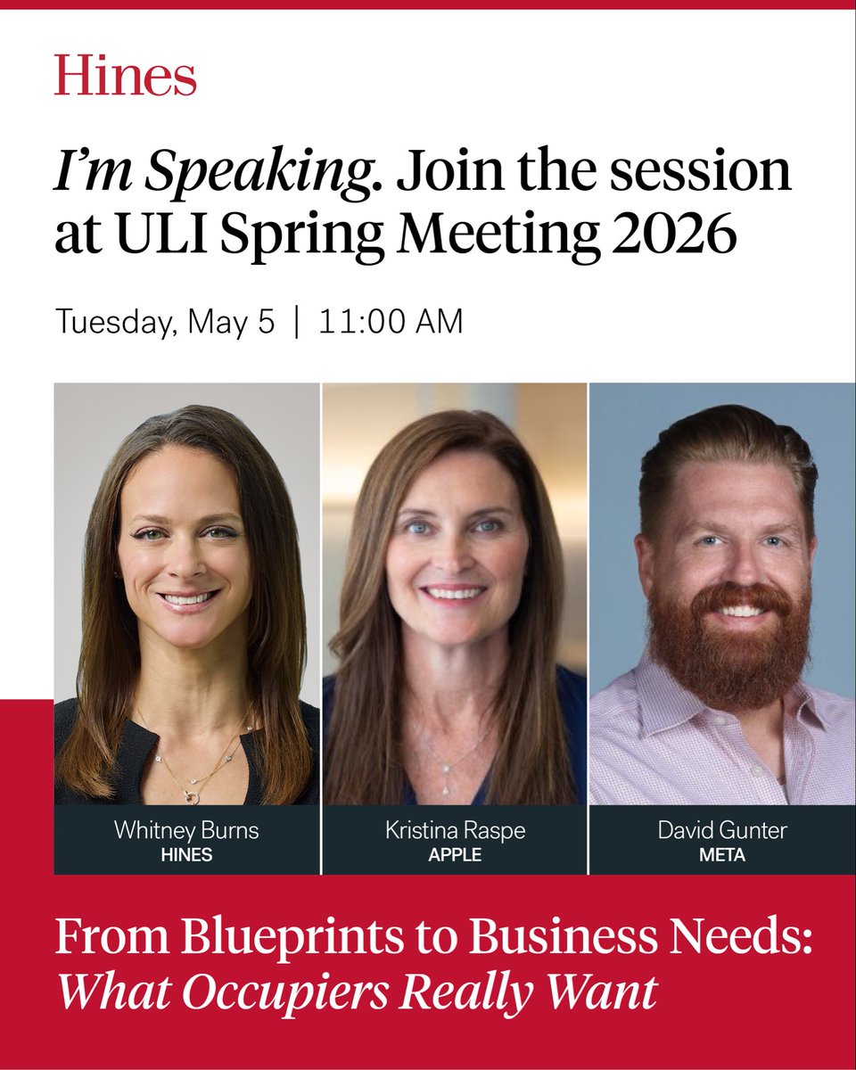 WhitBBurns's tweet photo. I’m looking forward to joining Kristina Raspe (@Apple) + David Gunter (@Meta) at @UrbanLandInst in Nashville for a conversation centered on one of the most critical voices in corporate real estate—the end user.

https://t.co/GzSVhxiSoj https://t.co/zTEDjIRAyF