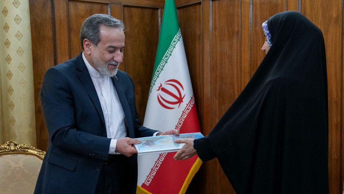 TehranTimes79's tweet photo. FM @araghchi met with Mahdieh Esfandiari, an Iranian academic who was imprisoned in France on charges related to her public statements about the war in Gaza. https://t.co/kh21mF40YP