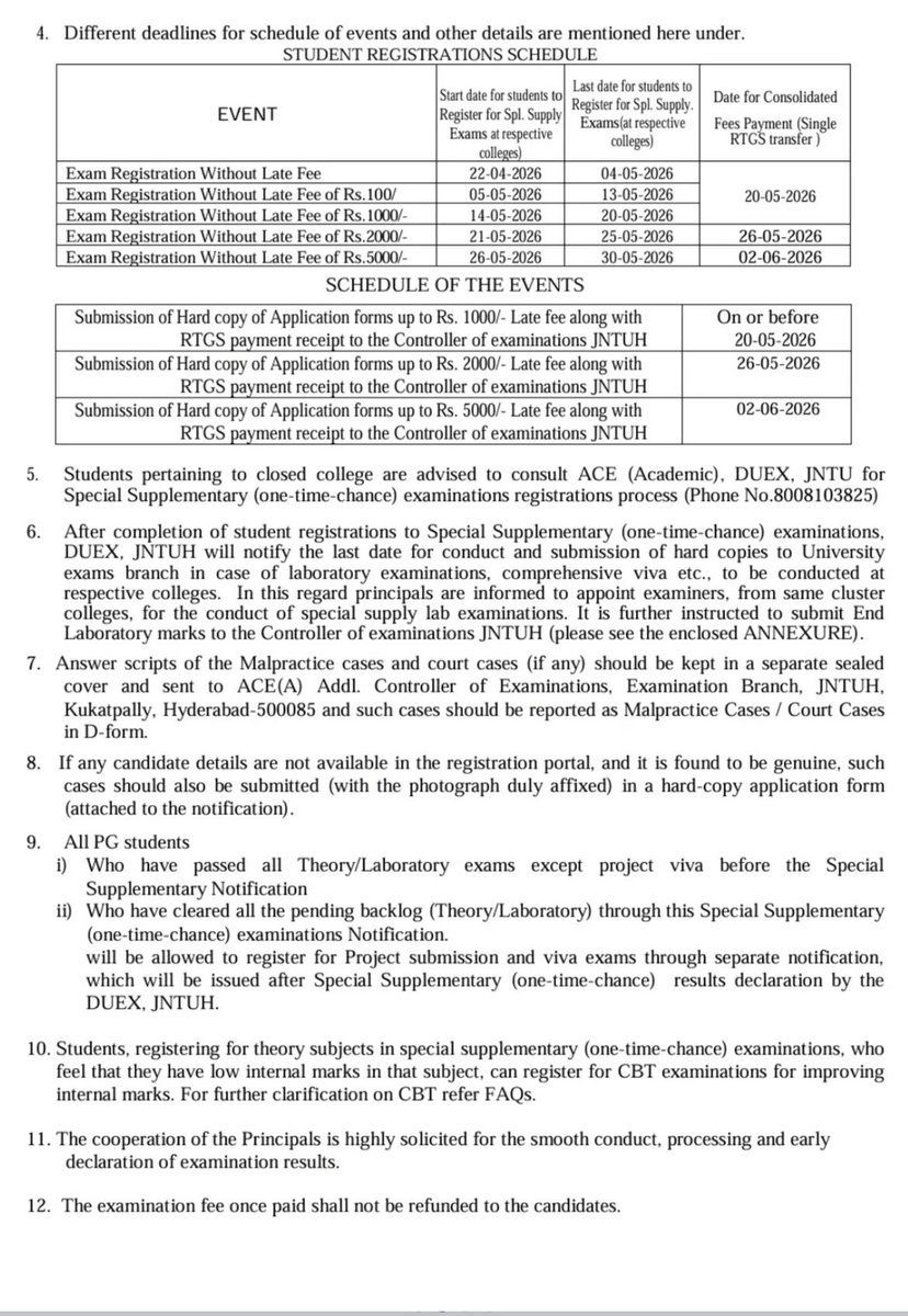 devaralarakesh's tweet photo. NSUI Victory ✊

After strong representation by NSUI, JNTUH has released notification for One Time Chance &amp; CBT exams for UG &amp; PG students who exceeded their maximum duration.

A big relief for thousands of students.

NSUI Fights – Students Win 
@kanhaiyakumar https://t.co/WTSNktgQCj