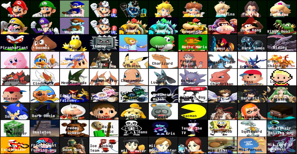 senok_hegheg's tweet photo. you're not gonna believe this but nintendo just accidentally sent me the whole smash 6 roster in an email who are you guys maining https://t.co/XmATRUdMLs
