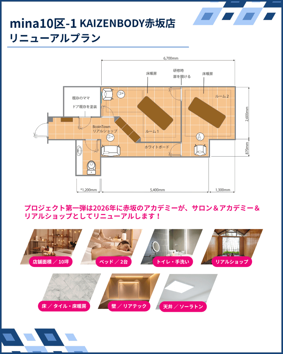 KAIZENBODY_bi's tweet photo. 2030年までに10店舗展開！
港区から広がる新プロジェクト『Mina10区Project』始動します！ 
https://t.co/ioO9t1b7P7 https://t.co/zkqXlPSR5c