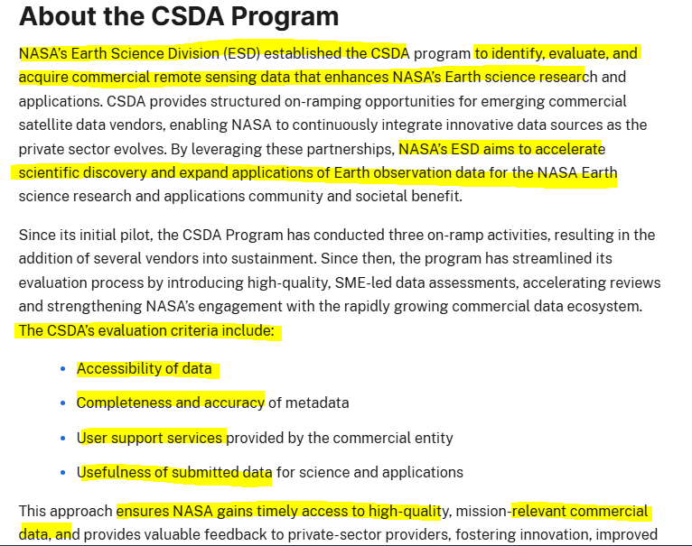 loco_dela_bolsa's tweet image. $SATL #Satellogic #NASA 2026/03/09 - NASA Commercial Satellite Data Acquisition (CSDA) Quality Assessment 🥇🏆🛰️🚀

What does it mean? 

Well, basically, that $SATL is doing and AWESOME job collecting high quality data for NASA CSDA.

Let's disect this:

science.nasa.gov/uncategorized/…