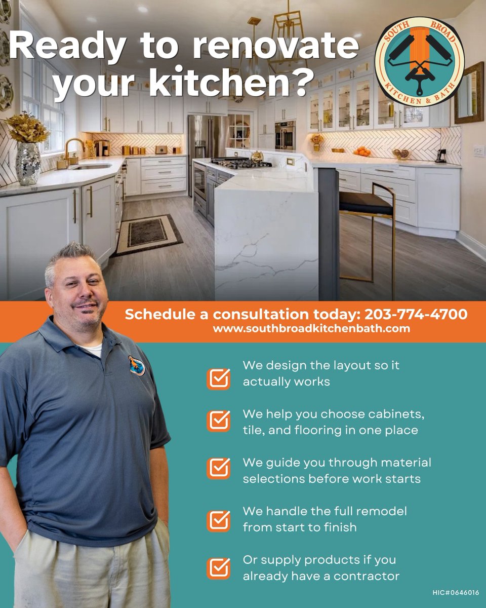 South_BroadPC's tweet image. We help you design it the right way, choose every material in one place, and handle the entire remodel from start to finish. Call 203-774-4700 or visit southbroadkitchenbath.com to book your consultation! #southbroadkitchenbath #kitchenrenovation #kitchenremodel