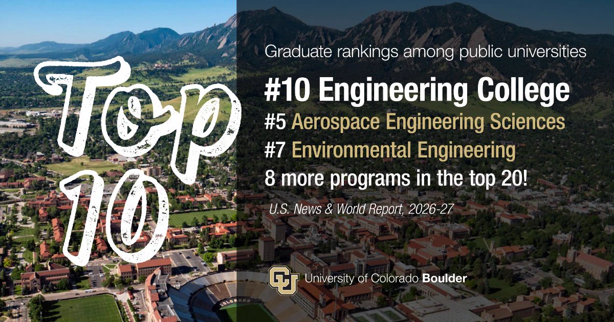 CU Boulder Top 10 Engineering Colleges. 