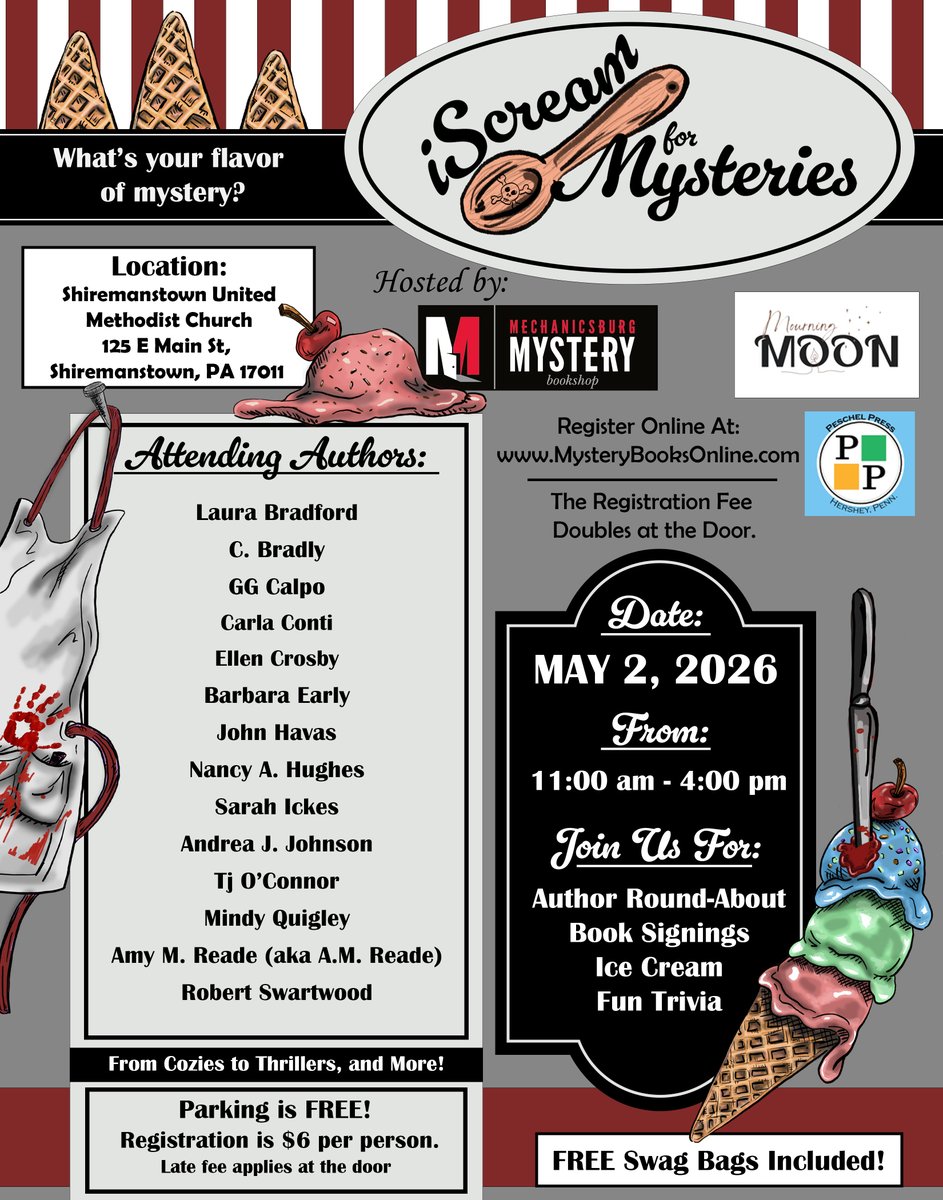 carlajeanconti's tweet image. 🍦📚 Can't wait to mingle with readers and authors at this @Mechanicsburg Mystery Bookshop  iScream event, where I'll be signing copies of my True Crime Memoir #ChainedBirds—hope to see you there!✨ 

@mechmystbkshp Mechanicsburg Mystery Bookshop #BookSky 📚💙  #TrueCrime