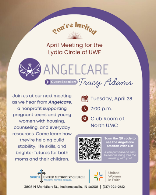 Women of Lydia Circle: Don't forget to come to our April meeting next Tuesday night, April 28!