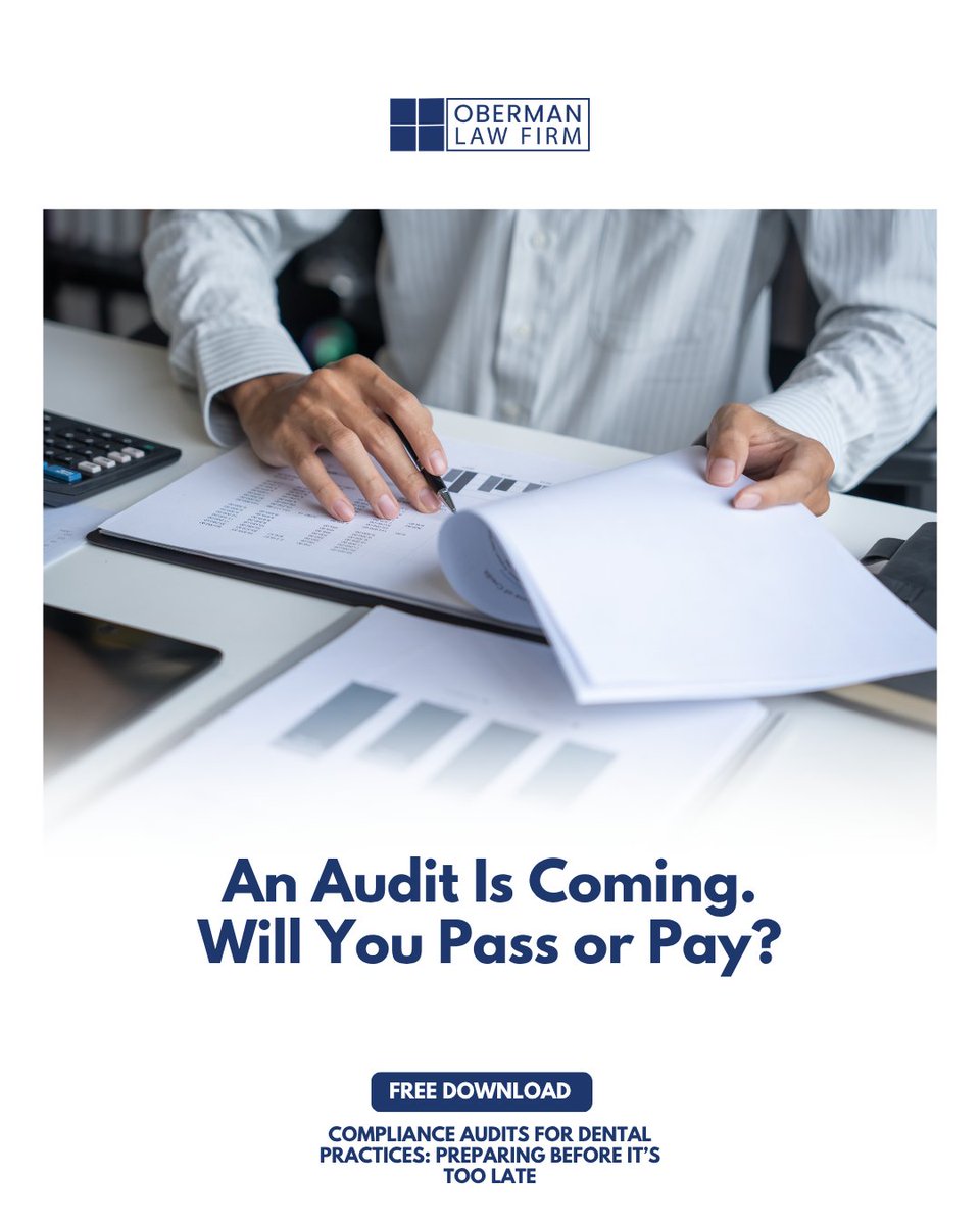 ObermanLaw's tweet image. Most practices don’t realize they’re out of compliance until they receive a formal notice—and by then, the clock is ticking. ⏳

This free guide helps you run a DIY compliance audit across documentation, HR, and billing.

Download your free copy: lp.constantcontactpages.com/sl/GYGxBAv

#Dental