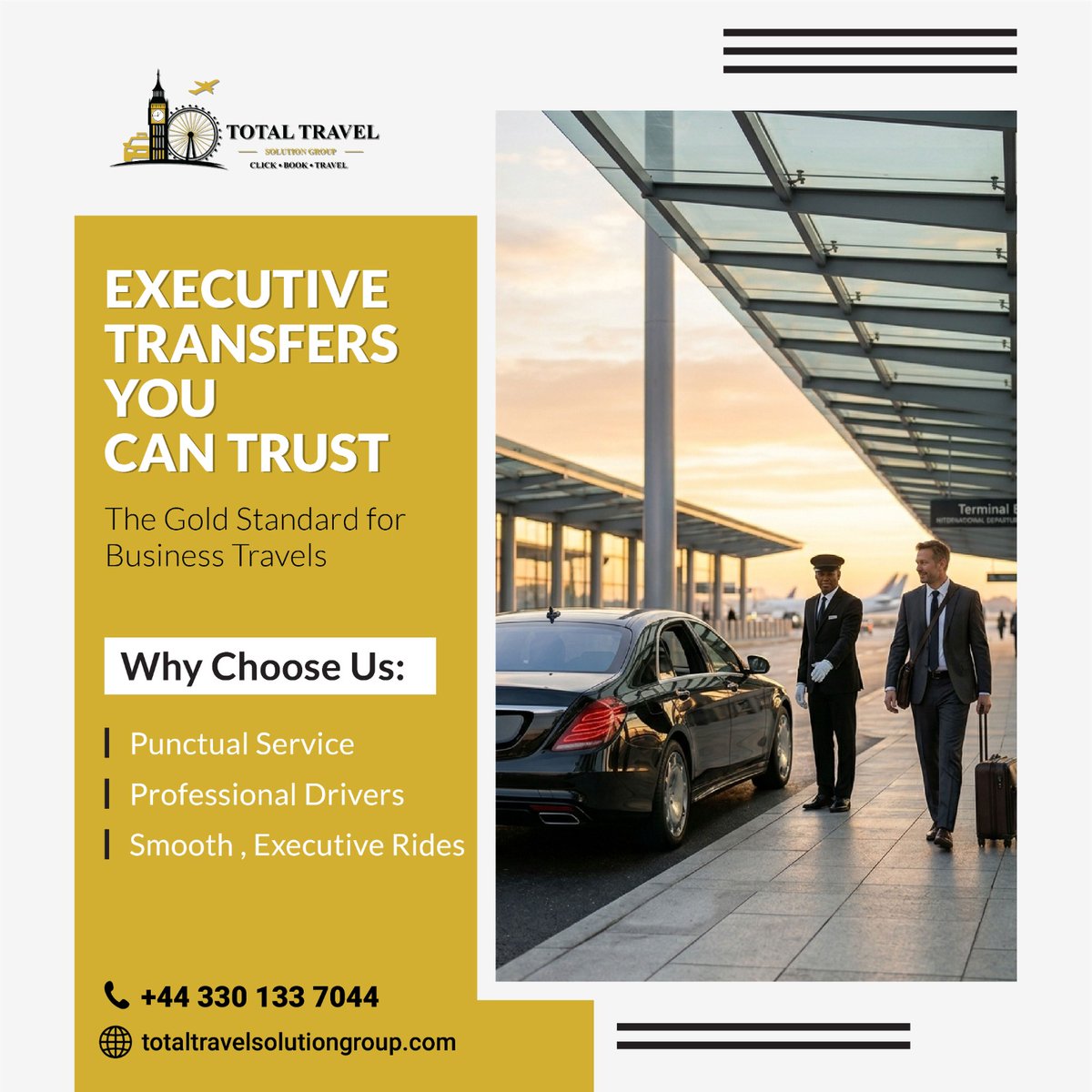TTS_Group's tweet image. Executive travel, redefined—punctual, professional, and tailored for those who expect nothing but the best. 🚘✨

#ExecutiveTravel #BusinessClassRide #ChauffeurService #LuxuryTransport #ProfessionalDrivers #CorporateTravel #TravelInStyle #ReliableService #PremiumTravel #Airpor
