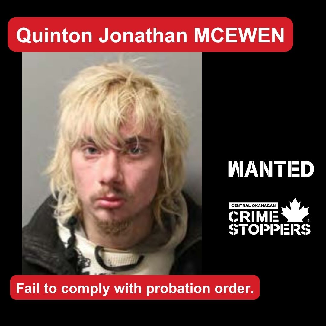 WANTED!
Quinton Jonathan MCEWEN
Wanted as of April 20, 2026:
Height: 6’ 0”
Weight: 181 lbs.
Hair: Blonde
Eyes: Blue
Age: 24
File #2026-7573
To submit an anonymous tip visit crimestoppers.net or call 1-800-222-8477.