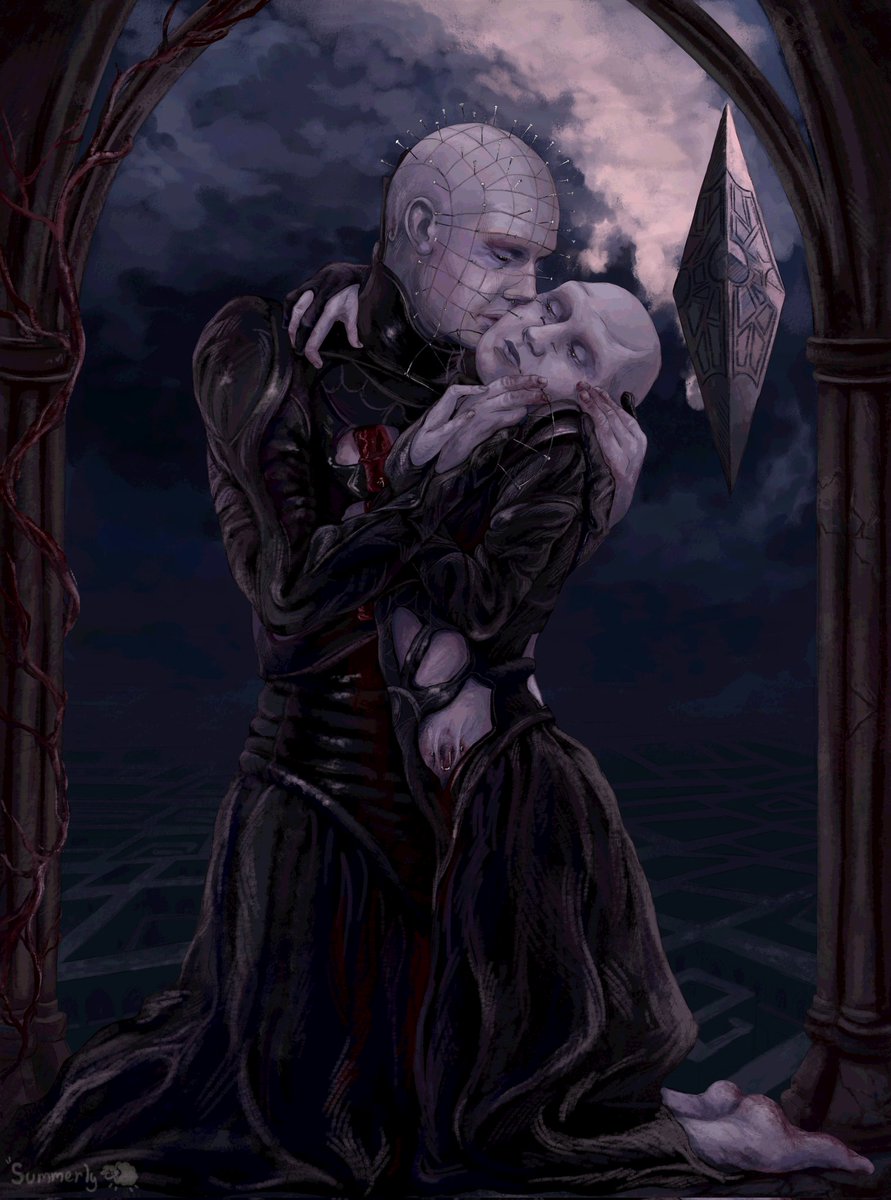 summerlyewe's tweet photo. The kiss🥀
original art by Gustav Klimt
#art #fanart #hellraiser #pinhead #femalecenobite #horror https://t.co/ptuGtLI3n9