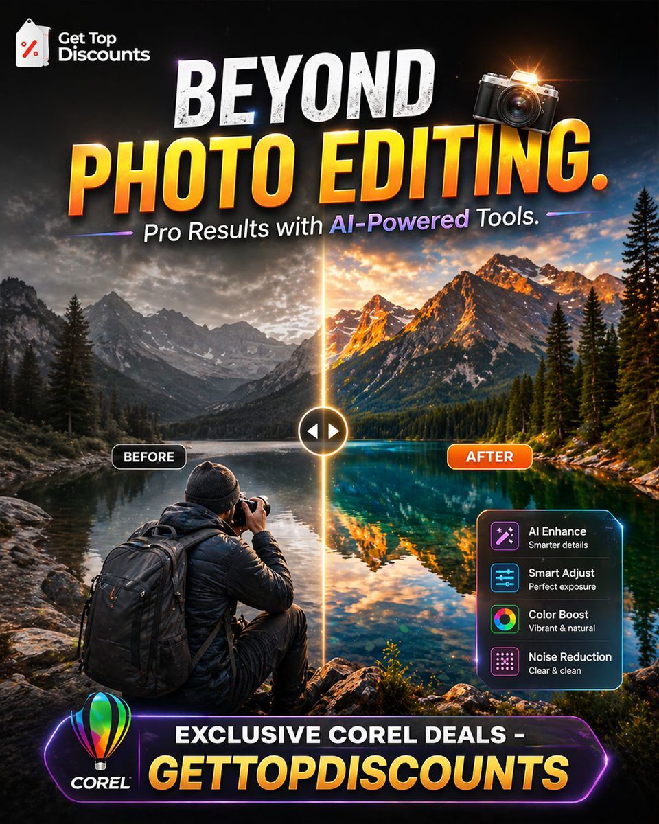 gettopdiscounts's tweet image. ✨ Corel – Edit Like a Pro, Effortlessly!

Turn ordinary photos into stunning visuals with AI-powered editing tools 📸
💸 Grab exclusive Corel deals before they’re gone!

👉 gettopdiscounts.com/store/corel.com

#Ad #AffiliateLink #Corel #PhotoEditing #AIEditing #DesignLife #GetTopDiscounts