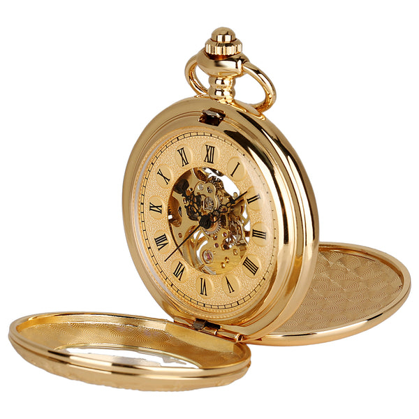 iSmartHomeGear's tweet image. Baroque-engraved skeleton pocket watch featuring a champagne Roman dial and visible movement, 2.4" double-hinged case, luxe engraved interior and 15" curb chain — an ideal statement gift. $169.99 ✨🕰️ #PocketWatch #VintageStyle ismarthomegadgets.com/products/golde…