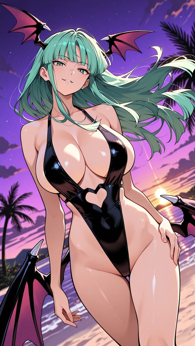NCocomachi's tweet photo. おはようございます☀️
サキュバスに魂を吸い取られないように早く起きましょう😊
本日もゆるよろです！

モリガン🦇 https://t.co/w03g0ivWlP