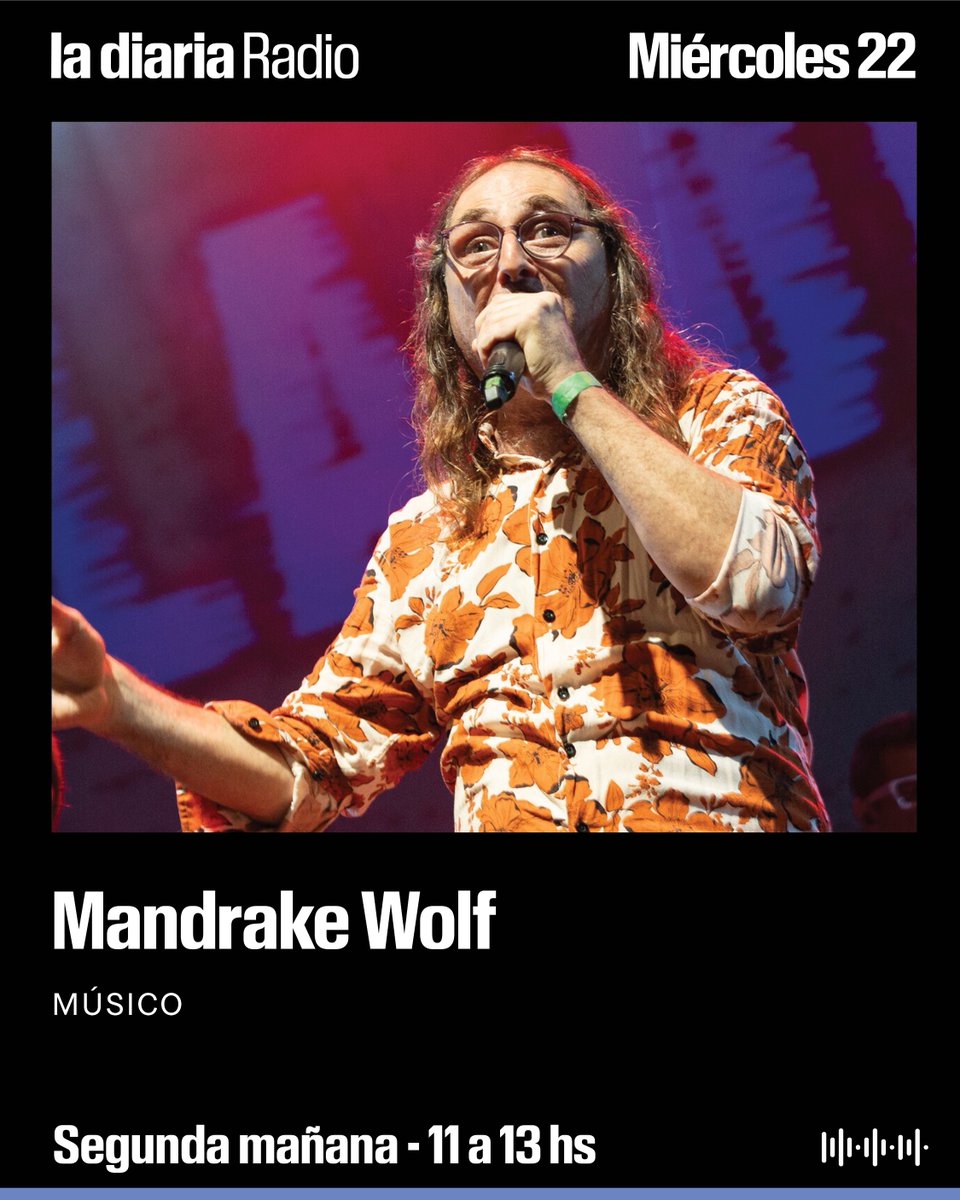 ladiaria's tweet photo. Este miércoles 22 en la segunda mañana de la diaria entrevistamos a los músicos Mandrake Wolf e Ignacio Iturria.

Segunda mañana es conducido por Sofía Romano.
Lo podés escuchar en vivo de 11 a 13 horas.

Escuchá todos los programas de la diaria Radio en las emisoras 97.9 FM de Montevideo, 102.5 FM de Maldonado y 90.9 FM de Colonia.
También podés ver la programación en vivo en nuestro canal de YouTube.
