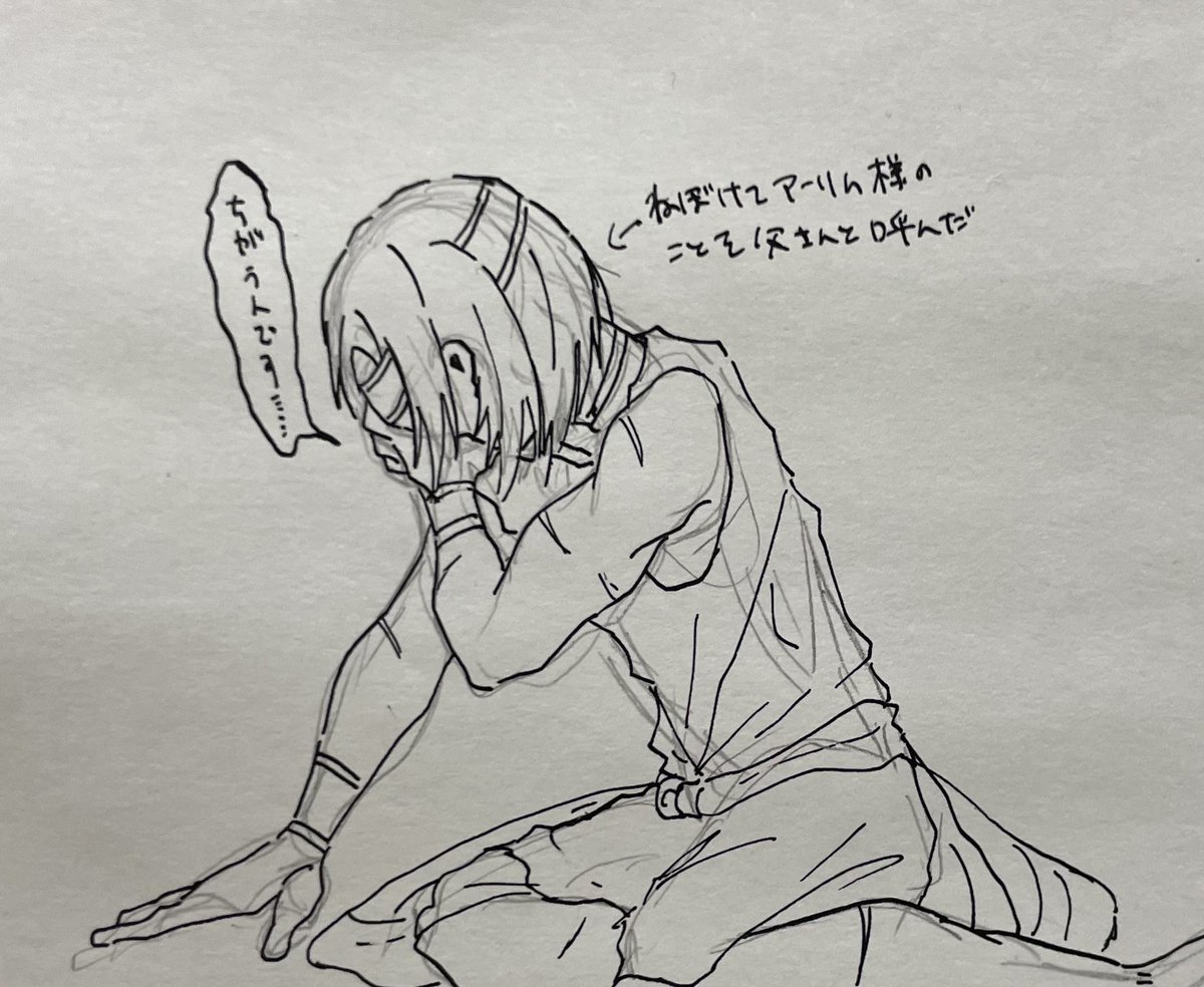 Lc98me's tweet photo. これは本日アラララ前に描いていた能天気な落書き(ポーズ参考元はポーマニです) https://t.co/BGFBCxBgdt