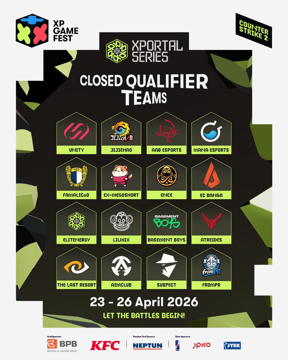 The stage is set for the XPGF • XPortal Series Closed Qualifier. 🔥

14 international teams from across the scene are ready to clash, bringing top-level competition and experience into the server. Only 2 teams rise from the Local Qualifiers to join them — completing a stacked