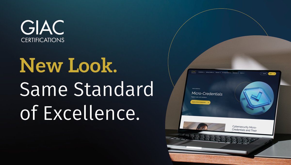 CertifyGIAC's tweet photo. Change can be good—especially when it makes things easier.

The new GIAC website is here with a refreshed design and enhanced user experience.

What hasn’t changed? Our commitment to excellence in certification.

Take a look ➡️ https://t.co/tOsjCYg94p

#GIAC #CertifyGIAC https://t.co/EKjLBH6W7p