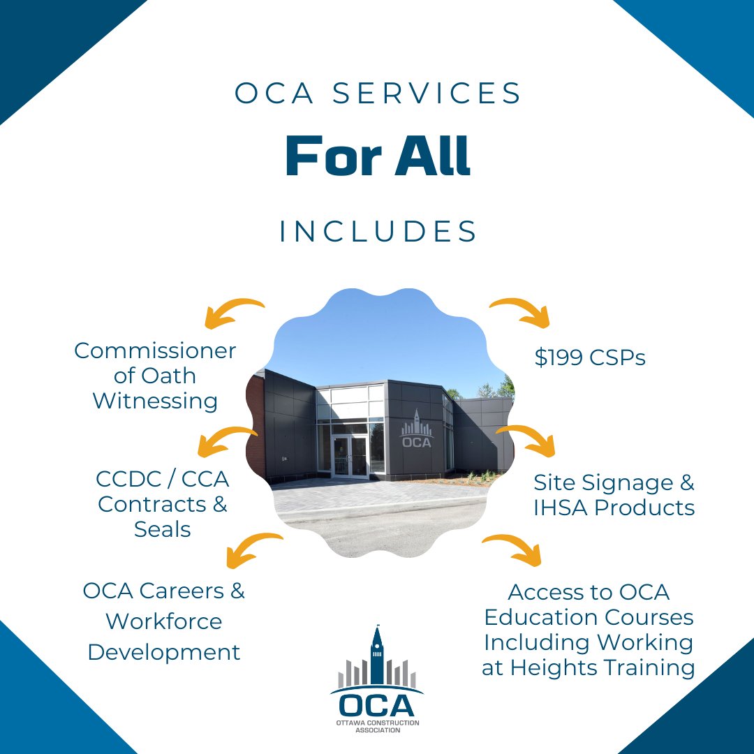 ConstructionOtt's tweet image. #DYK that OCA offers services that benefit everyone—not just members? Check out some of the amazing services available to you below and visit our website for more details 👇 #MyOCA 

ow.ly/vHnT50OmSRM