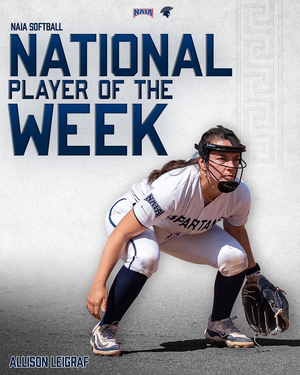 MBUAthletics's tweet image. NATIONAL PLAYER OF THE WEEK! 🤩

Allison Leigraf drove in 17 runs with a .588 batting average, eight runs scored, and hit two home runs to earn the last @PlayNAIA weekly award of the season! #SpartanUp

Read More: mbuspartans.com/news/2026/4/21…