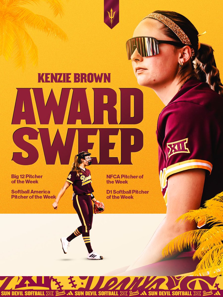 ASUSoftball's tweet image. 🗣️ KENZIE BROWN

@Big12Conference ✔️
@NFCAorg ✔️
@D1Softball ✔️
@SoftbalAmerica ✔️

#ForksUp /// #BeElite