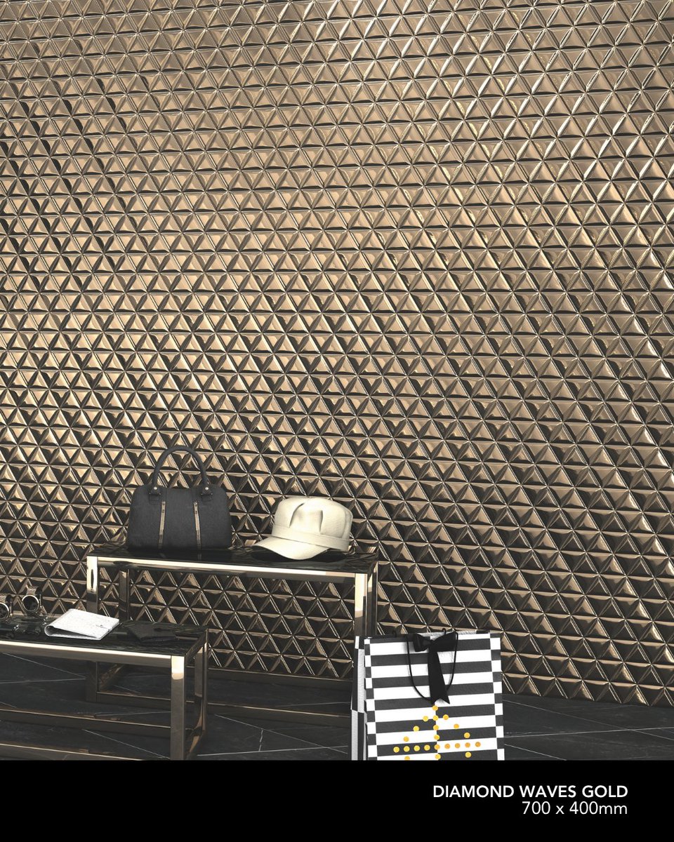 lifestylecerami's tweet image. Geometric texture meets a warm metallic finish, creating a wall that catches light and holds attention. This is where design becomes a feature, not a background.

🖤 Diamond Waves Gold bit.ly/41ydDM5

#FeatureWall #LuxuryDesign #StatementTiles #LifestyleCeramics