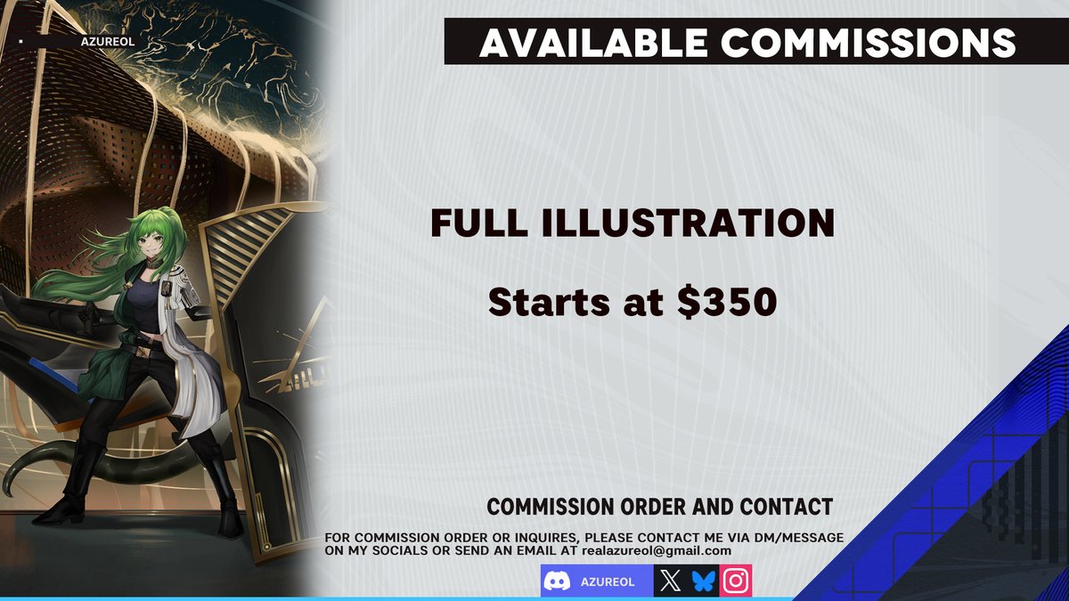 Commissions are now OPEN!✨
3 Slots left available
1 Slot for Full Illustration
DM me if you're interested!

You may also find my commission details and order form ↓

#art #commissionsopen #OpenCommissions