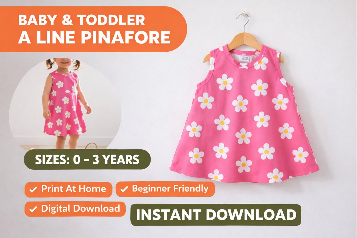KBDigitalCraft's tweet photo. A Line Baby Dress Pattern PDF for babies & toddlers 0–3 years. Easy drafting, beginner-friendly steps, and a simple classic style for everyday wear, gifts, and summer outfits.
Digital download only.
Shop: https://t.co/KfMDQ3Zj3J
#Etsy #SewingPattern #BabyDressPattern #Toddler https://t.co/jfCbPKkB4G