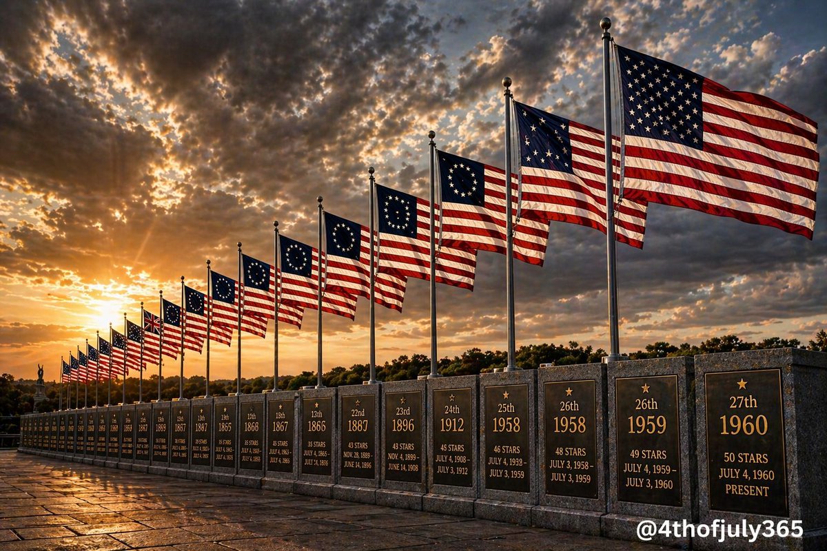 🇺🇸 Patriotic Fact of the Day 🇺🇸

There have been 27 official versions of the American flag since 1777, with the current 50-star design being the longest-lasting (adopted in 1960).