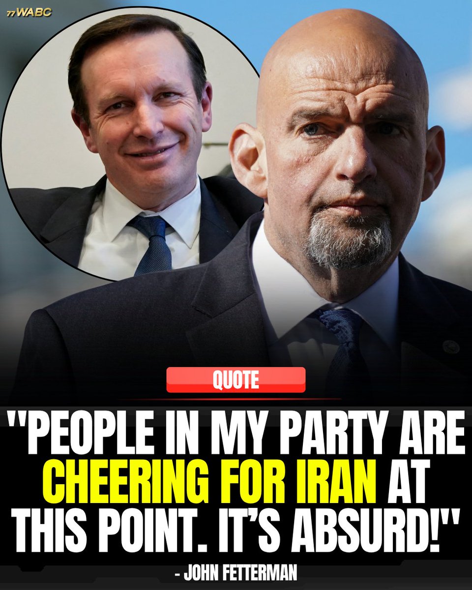 77WABCradio's tweet image. John Fetterman criticizes members of his party over Iran rhetoric, after Sen. Chris Murphy faced backlash for replying “awesome” to a report about Iranian ships bypassing a U.S. blockade.

Photo via Reuters