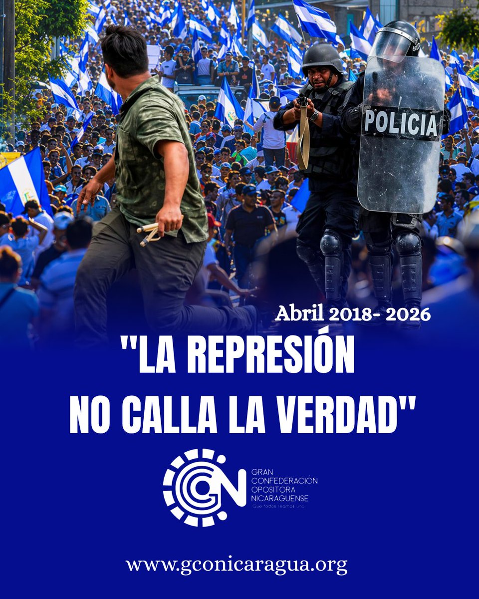 🇳🇮 #Abril8️⃣ #Nicaragua 
La represión intenta silenciar, pero la verdad vive en la memoria de los nicaragüenses. La verdad, como el agua, no puede contenerse: siempre fluye hacia la luz.

¡Justicia, libertad y democracia!