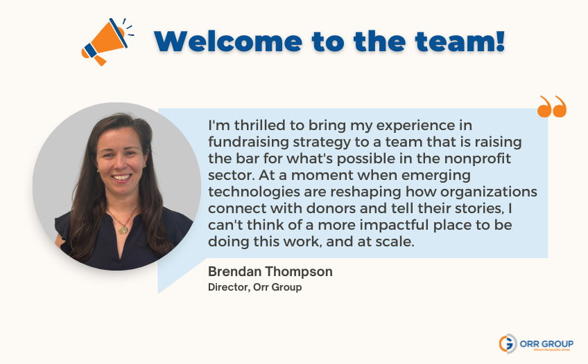 Orr_Group's tweet photo. Orr Group is proud to welcome Brendan Thompson as our newest Director! 🎉

She brings 10+ years of nonprofit experience across fundraising strategy, major gifts, and donor storytelling.

Welcome, Brendan! 👏 https://t.co/Nl60GfUvO0