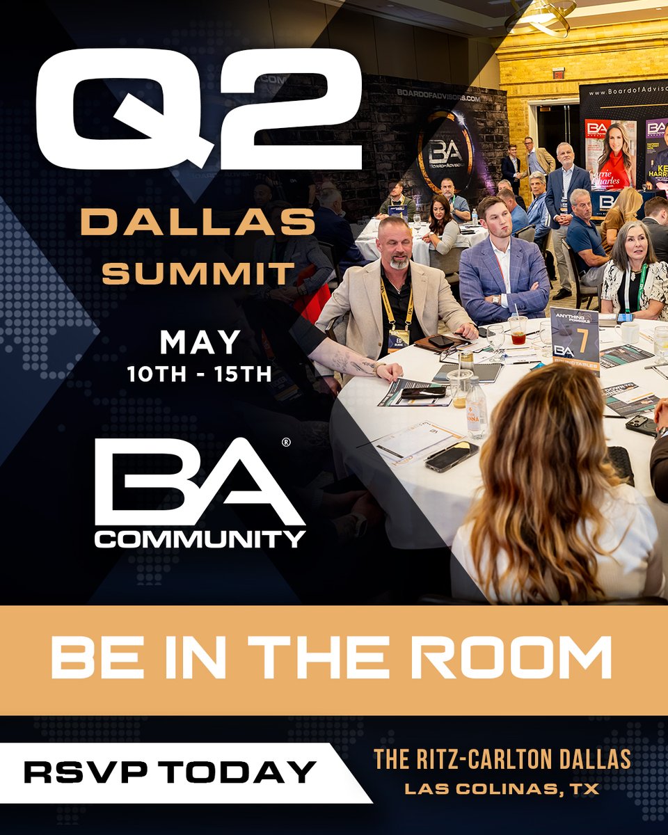 B0ardofAdvisors's tweet photo. Q2 event in Dallas is approaching fast!

May 10–15th at The Ritz-Carlton Dallas, Las Colinas.

The room block expires 𝗠𝗼𝗻𝗱𝗮𝘆, 𝗔𝗽𝗿𝗶𝗹 𝟮𝟳.

When you’re in the right room, anything is possible! 

#BAcommunity #CEOcommunity #BoardofAdvisors #Dallas #Networking https://t.co/VTOSo36uIi