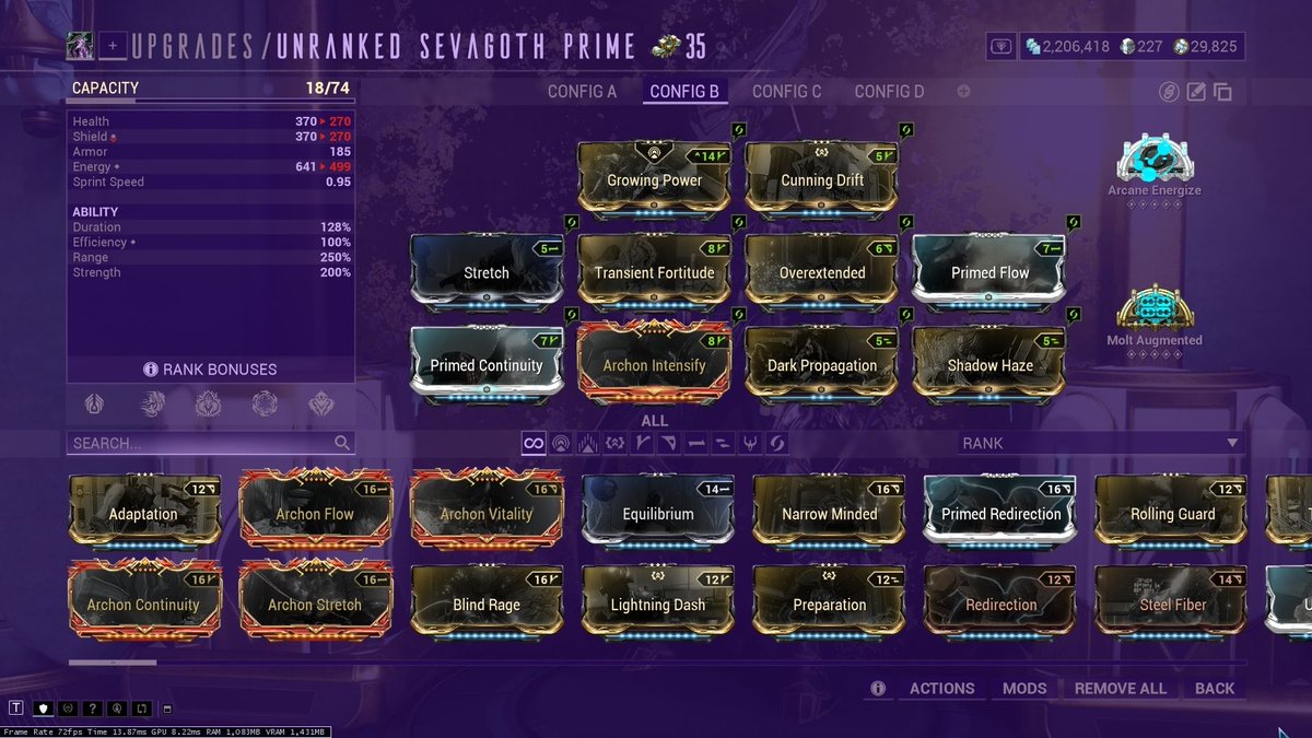 Lady_Jagra's tweet image. Sevagoth aka Sevathiccc is fully omni forma'd! Now to get 500 forma on him. Meheeeeeh!

#Warframe #Tennocreate