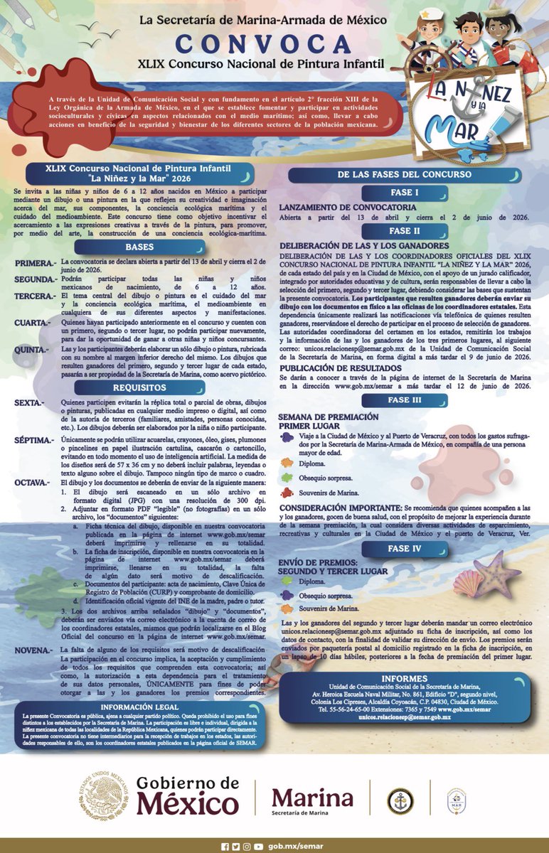 Edu_Chis's tweet photo. Ya está la convocatoria del XLIX Concurso Nacional de Pintura Infantil “La Niñez y la Mar”.

Consulta las bases y participa: https://t.co/S8KAaELlXf https://t.co/aiIKTEp0H3