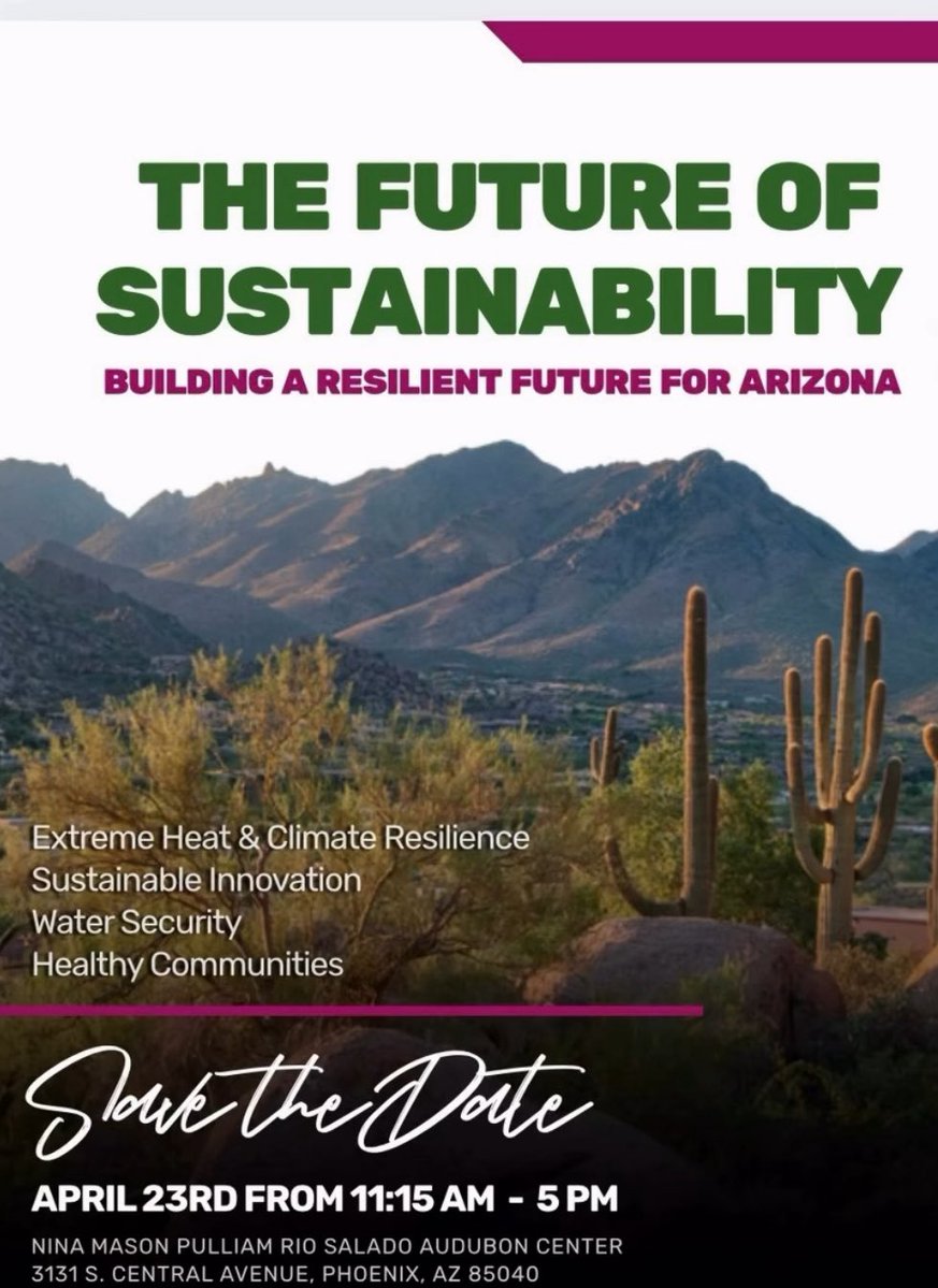 foxkristiana's tweet image. The Future of Sustainability 2026 with @greenlivingaz 🌵
April 23 | Phoenix

Panels on clean energy, water security &amp;amp; healthy communities—bringing leaders together to shape AZ’s future, tinyurl.com/54vv4yx7. 🌍

#Sustainability #ESG #BCorp #ClimateAction