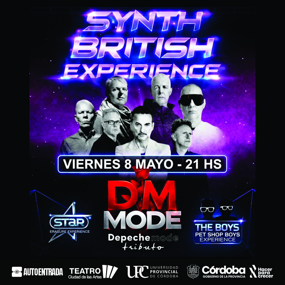 EXPRESIONMED's tweet photo. SYNTH BRITISH EXPERIENCE .... Llega a Córdoba el Mejor RetroFest de los 80´s - Tributo a DEPECHE MODE + ERASURE + PET SHOP BOYS ... Viernes 8 de Mayo - Teatro Ciudad de las Artes ... Reviví aquellos sonidos ochentosos de la mano de DM MODE + STAR + THE BOYS https://t.co/NrFSkdEYHj