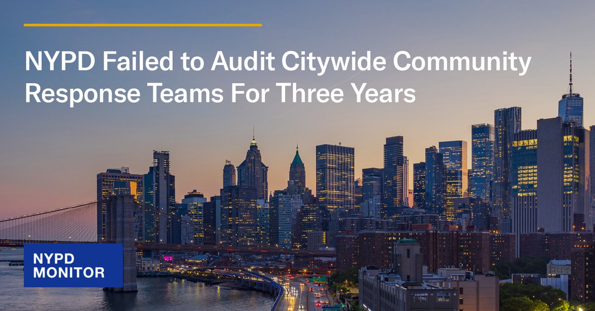 NypdMonitor's tweet photo. The NYPD failed to properly audit stops by its citywide Community Response Teams from March 2023 to 2026, as required by court order. This significant compliance failure is particularly concerning in light of the high number of self-initiated stops done by CRTs (cont'd) https://t.co/XEHrjeydqO