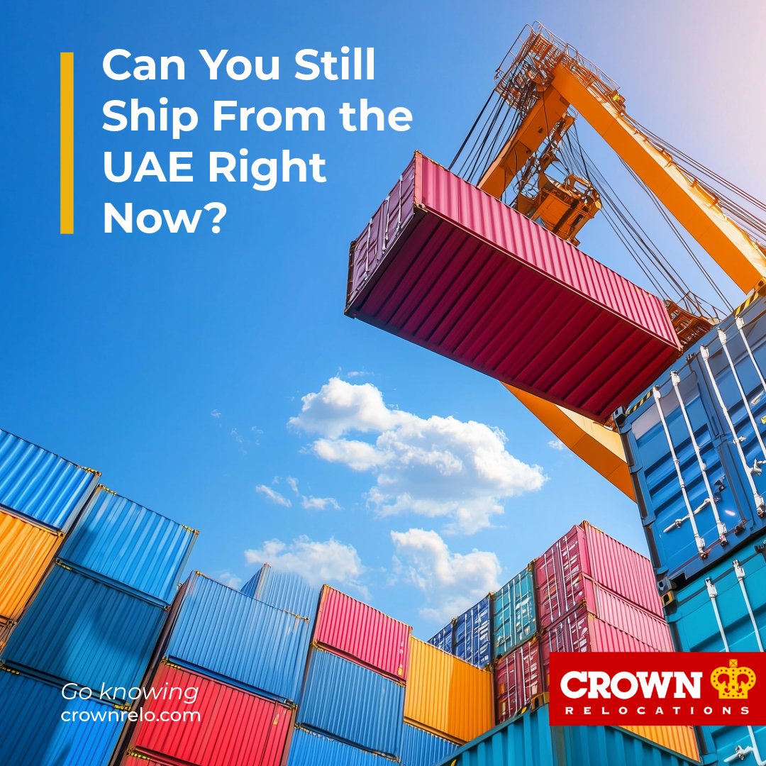Can you still ship from the UAE?

Yes — but:
• Routes have changed
• Transit times are longer
• Costs vary by option

📞 Contact our team for advice +971 800 27696

👉 Full update: crownrelo.com/uae/en-ae/arti…

#UAE #Shipping #Relocation #MovingAbroad