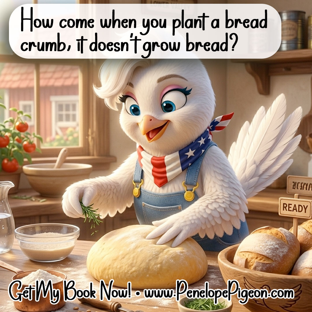 Wouldn't it be fun to have a bread plant!

Get my book on Amazon: amazon.com/dp/B0GBZYN2FS/
Visit my website penelopepigeon.com

#Penelope #peapoppingpigeon #childrensbook #childrensauthor #booksforchildren
