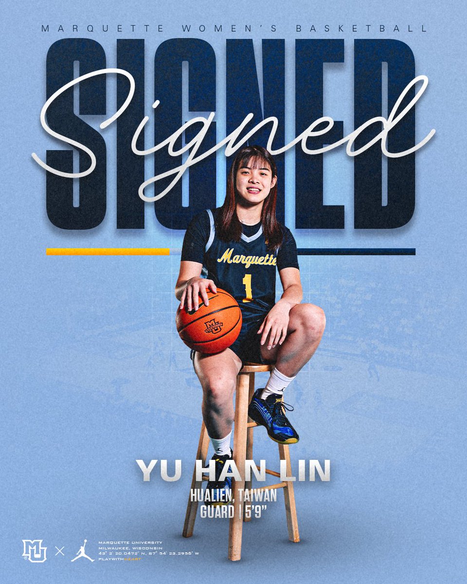 MarquetteWBB's tweet photo. 𝙍𝙀𝘼𝘿𝙔 𝙏𝙊 𝙈𝘼𝙆𝙀 𝙎𝙊𝙈𝙀 𝙉𝙊𝙄𝙎𝙀!
Welcome to the 414, Yu Han!🏡🩵
#WeAreMarquette | #playwithHEART https://t.co/Z5IHJuGso8