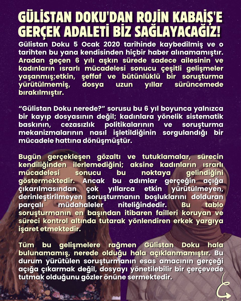 Rojin Kabaiş İçin Adalet Komisyonları tweet media