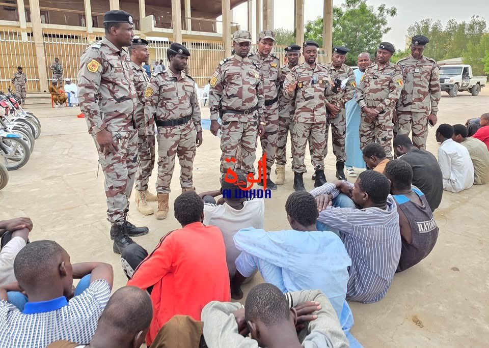 alwihdainfo's tweet image. #Tchad : La Police nationale, en collaboration avec la Gendarmerie nationale et les services de renseignement et d’investigation, a présenté 36 présumés malfrats ayant commis diverses infractions. Parmi eux, quatre individus sont accusés d’avoir assassiné feu Mahamat Ali Mahamat