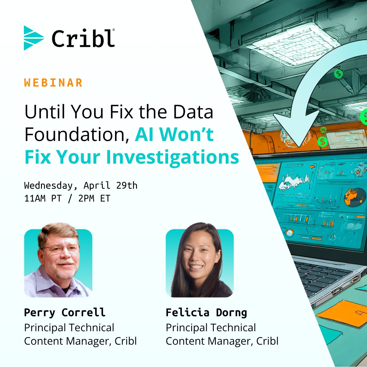 Being asked to use #AI to do more with less?

That only works if your data is ready for it.

Join us live on April 29 to learn how to:
✅ Cut noise
✅ Speed up investigations
✅ Build an AI-ready architecture

EMEA: bit.ly/3QQpOBE
Americas: bit.ly/3QmMCsG