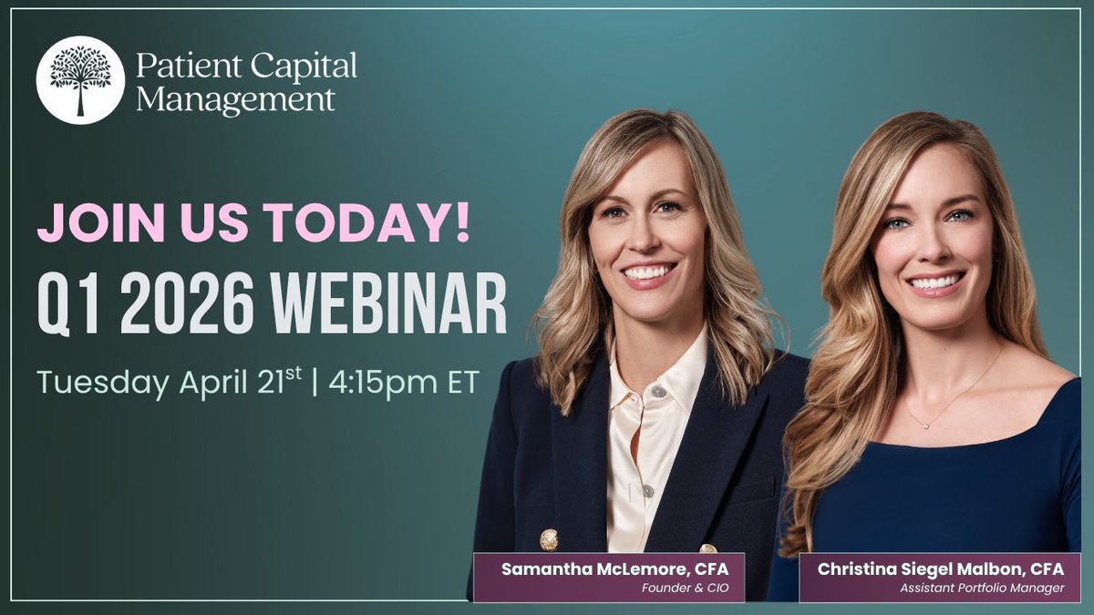 PatientCM's tweet photo. JOIN US TODAY at 4:15 PM ET for our Q1 2026 webinar.

@SamanthaMcLemor  and @Christy_Malbon  break down a volatile quarter where energy exposure drove results while AI-related fears weighed on parts of the market. They also share where they’re finding high-conviction opportunities today across software, biotech, healthcare, and more.

REGISTER HERE: https://t.co/462V5oc3vb