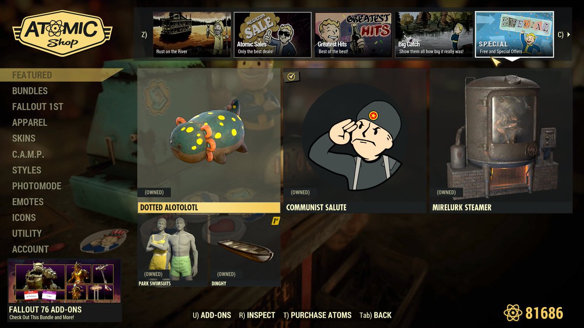 Atom Shop Update, 21st April #Fallout76 #Fallout