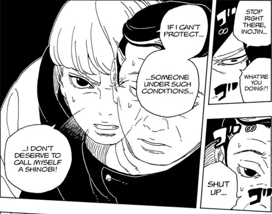 "pas de développement" "Ikemoto utilise mal les perso secondaires". Mon cul, oui, dites juste que vous ne savez vraiment pas lire. Inojin a un développement masterclass depuis son début et un rôle majeur dans cet arc, mais soi-disant rien ne se passe hein