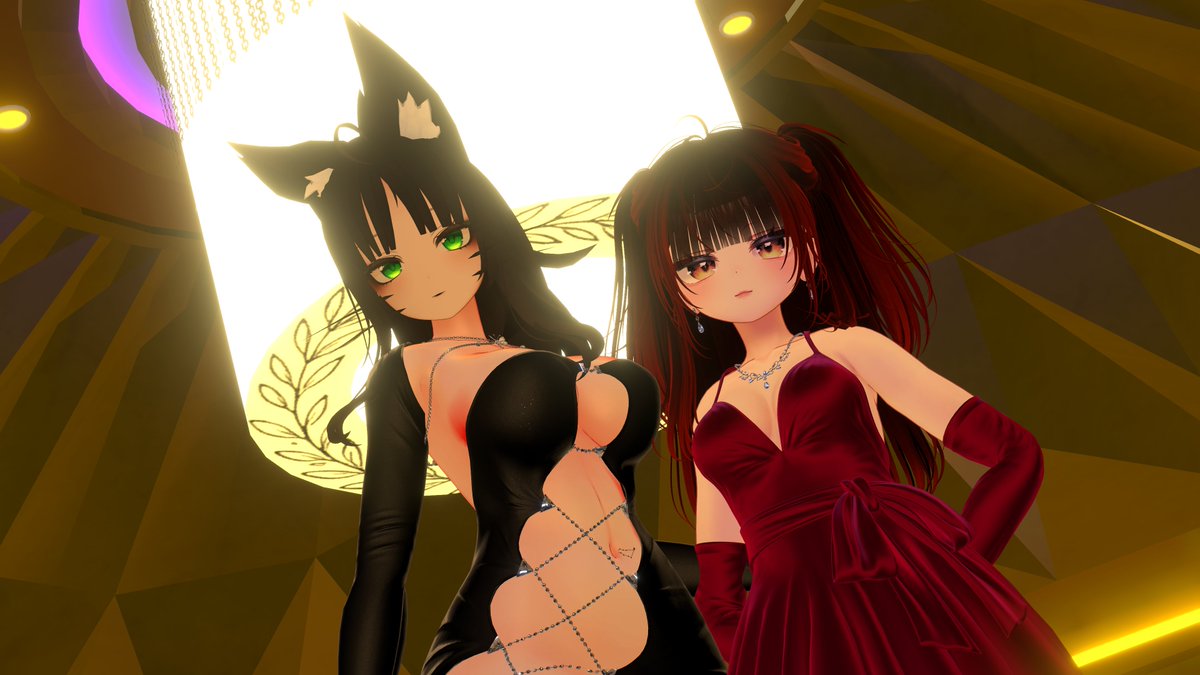 MaganiMTV's tweet photo. Two goddesses just hit the jackpot… 💎🍸✨
Golden hour at the casino, and luck is definitely on our side tonight 😏 
With : @Clydestale3  
#VRChat #VRChatPhotography #CasinoVibes #VRChatAvatar #GoddessesAtTheCasino #VirtualPhotography #VRChatCommunity #VRChatFR #Magaverse #VRC https://t.co/Nx5AvgHESj
