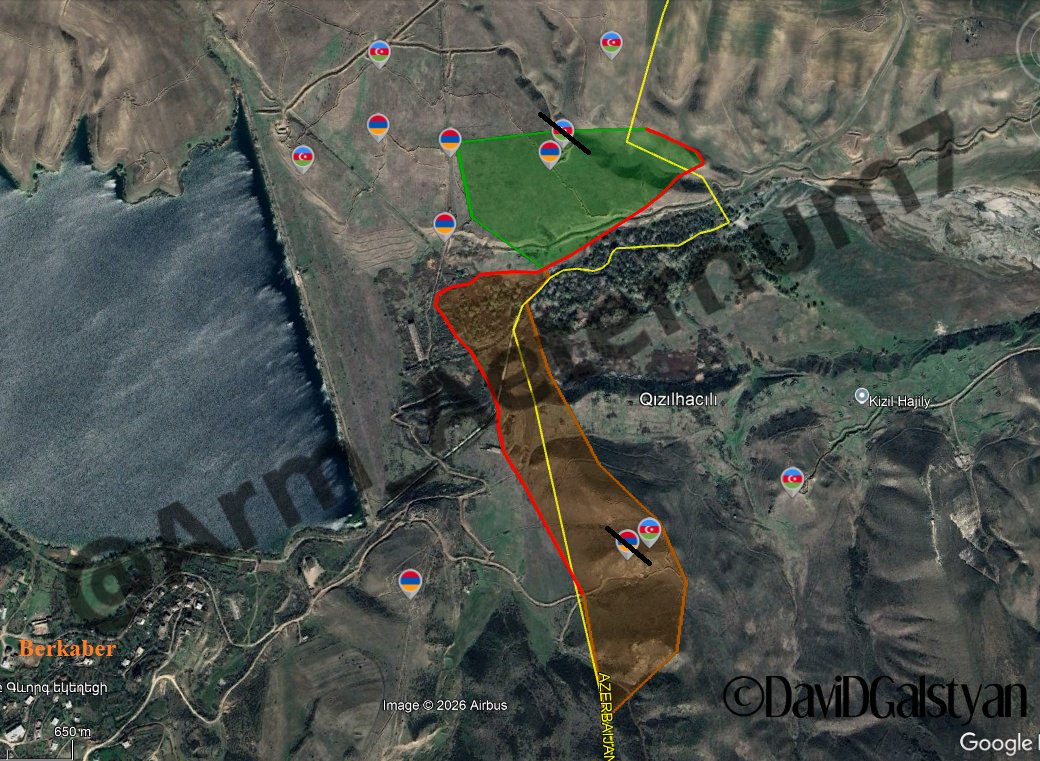 Aeternum7's tweet image. "Delimitation" in Berkaber area

1/ The third section in Tavush where #Armenia and #Azerbaijan carried out "delimitation/demarcation" in 2024.

The zone transferred to Az control is indicated in brown.
The territory that came under Armenian control is indicated in green.