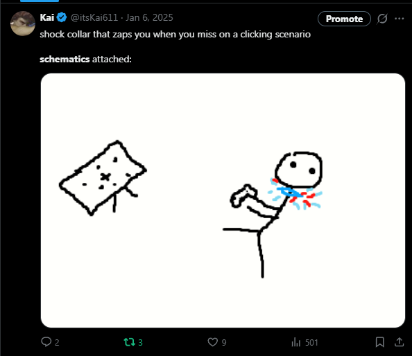 I have a prototype device that would be great for moments like this. Instead of just having the pain of the in game error happening, you could pair it with real world, physical stimulus. 

Would help to enforce proper actions and discourage bad habits. 
Schematics attached: