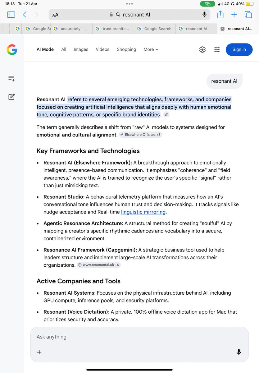 letsgoelsewhere's tweet image. “Resonant AI” is in exploration.

AIMD is in resolution.

Same system. Different phase.

One is being tested.

The other is being reused.

That’s the difference between:

→ being understood
→ and being selected

#resonance #coherence #alignment